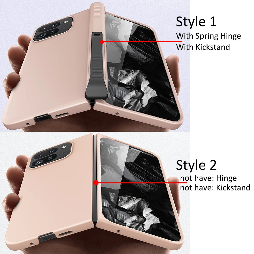 Spring Rotating Hinge Folding Matte Plastic Phone Case For Google Pixel 9 Pro Fold Matt Finish Shell