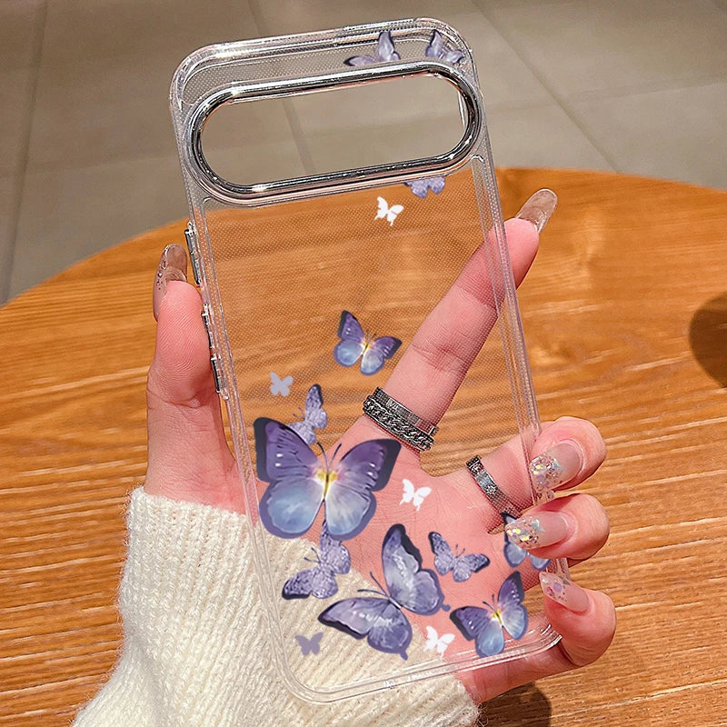 Retro Butterfly Pattern Clear Phone Case For Google Pixel 10 9 8 7 Pro Pixel 9 10 Pro XL 7A 8A 9A Shockproof Soft TPU Back Cover