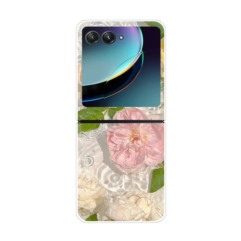 For Motorola Razr 40 Ultra Phone Case Flower Painted Clear Plastic PC Hard Back Cover For Moto Razr 40 Ultra Case 40Ultra 6.9"