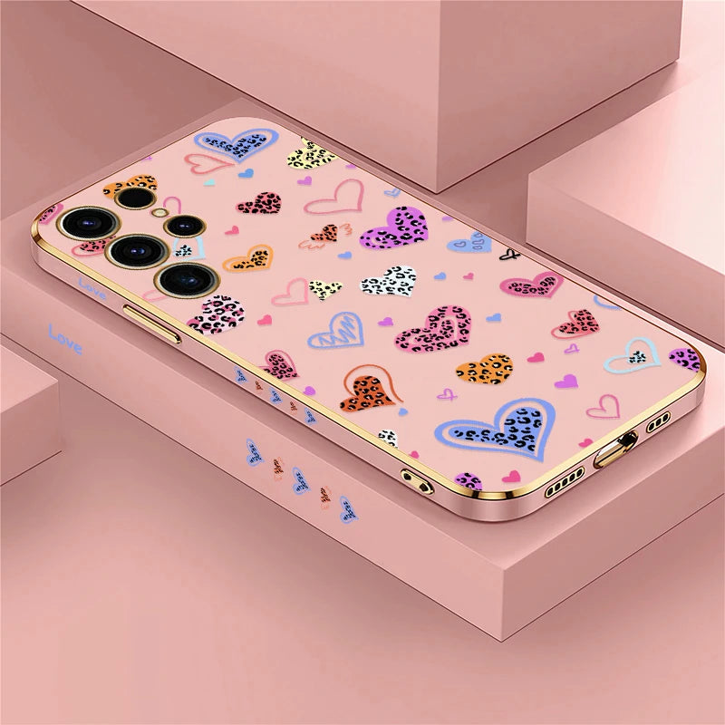 For Samsung Galaxy S25 Ultra Phone Case Cute Cartoon Love Heart Pattern Cover For Samsung S22 Ultra S21 Plus S24 Plus S23 FE