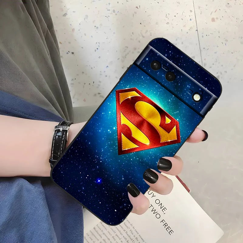 Logo Art S-Supermans B-Batmans For Google Pixel 9 8 7A 7 6A 6 5A 5 4 4A XL 5G Black Silicon Shockproof Shell Cover Phone Case