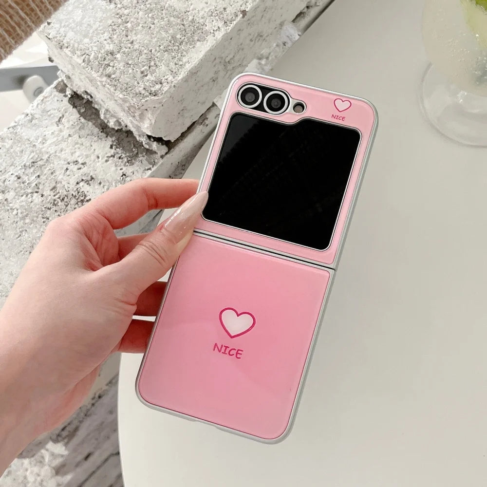 Cute Dye diffusion Heart Hard PC Case for Samsung Galaxy Z Flip 8 7 6 5 4 Flip8 Z flip 8 Camera Protection Women Girls Cover