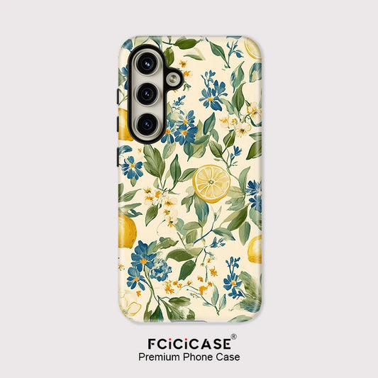 Fcicicase Flower Lemon Soft Silicone Phone Case For Samsung Galaxy A36 A26 A16 A56 5G Matte Silicone Shockproof PC TPU Cover