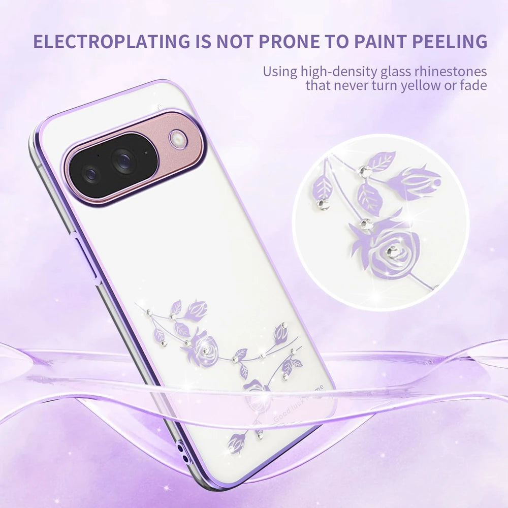 Glitter Phone Case for Google Pixel 10 9 Pro XL 8 7 Pro 6 Plus 9A 8A 7A 6A Rhinestone Transparent Soft TPU Shockproof Back Cover