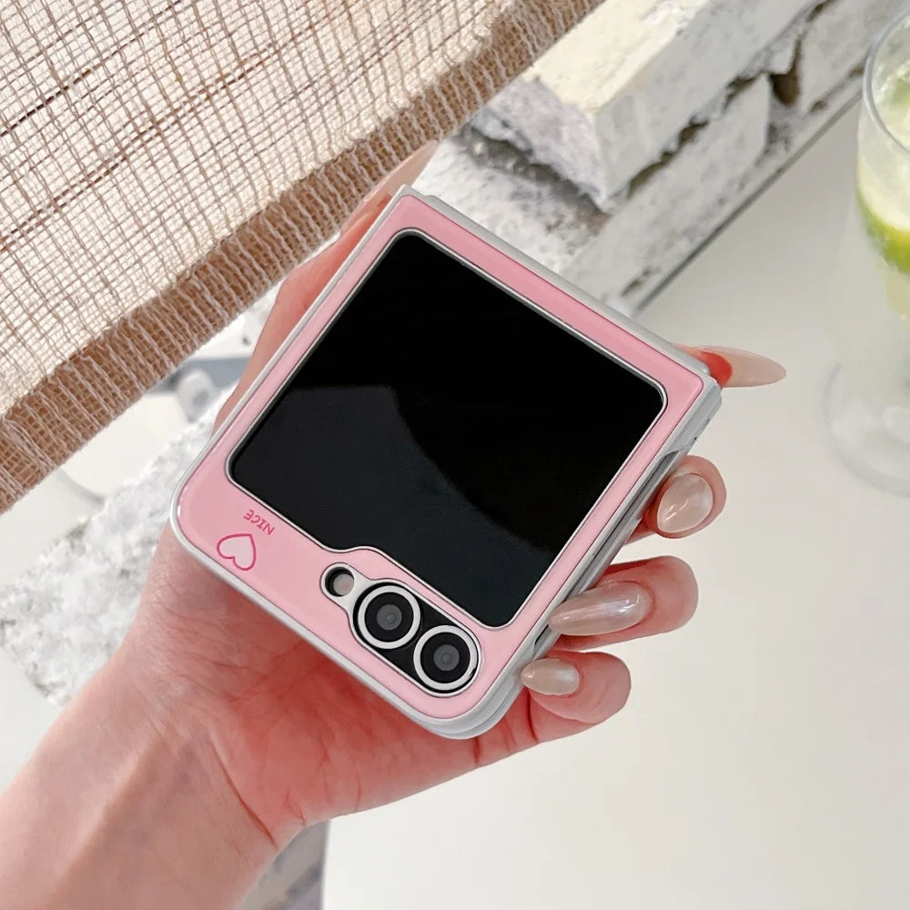 Cute Dye diffusion Heart Hard PC Case for Samsung Galaxy Z Flip 8 7 6 5 4 Flip8 Z flip 8 Camera Protection Women Girls Cover
