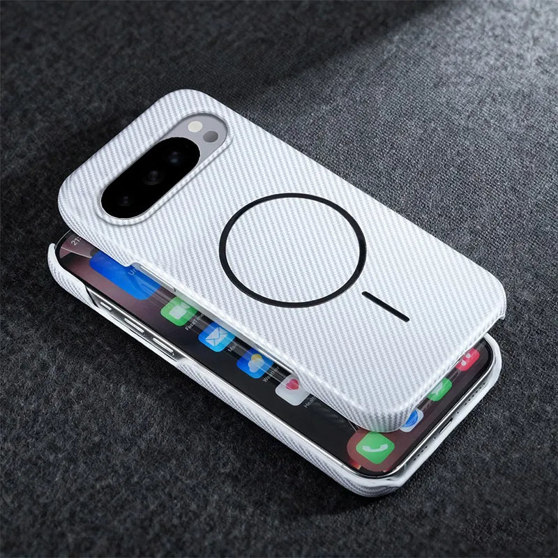 Carbon Fiber Magnetic For Magsafe Case For Google Pixel 10 9 Pro XL 10ProXL 9ProXL 9A Wireless Charger PC Frameless Phone Cover