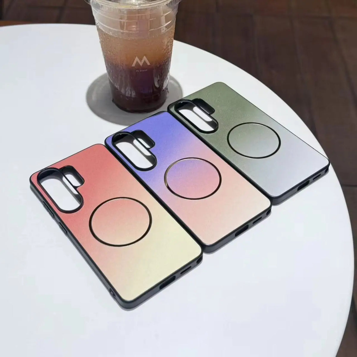 Leather Texture Gradient Color For Magsafe Case For Samsung Galaxy S26 S25 Ultra Matte Wireless Charging Protective Phone Cover