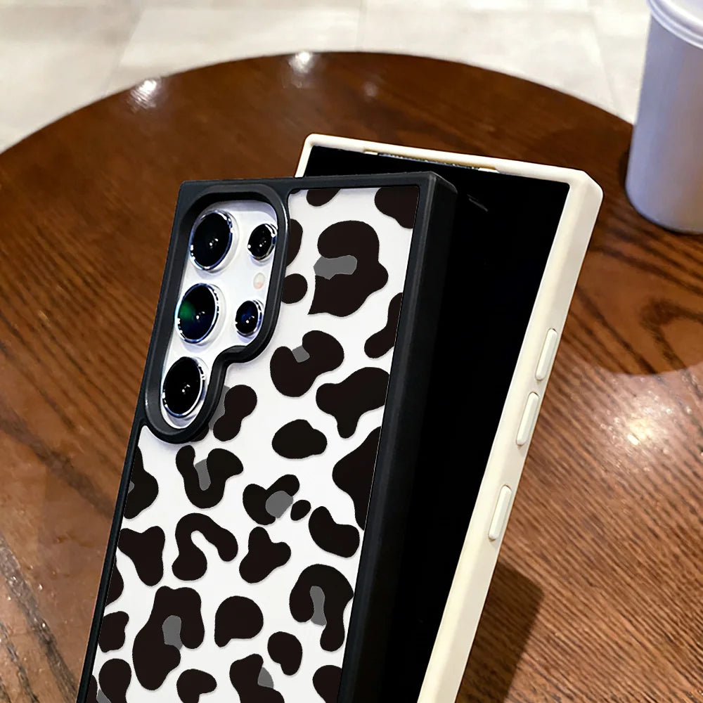 Silicone Matte Phone Case For Samsung Galaxy S25 Ultra Funda S24 Ultra S24 FE S23 Ultra S26 Prtotective Leopard Painted Cover