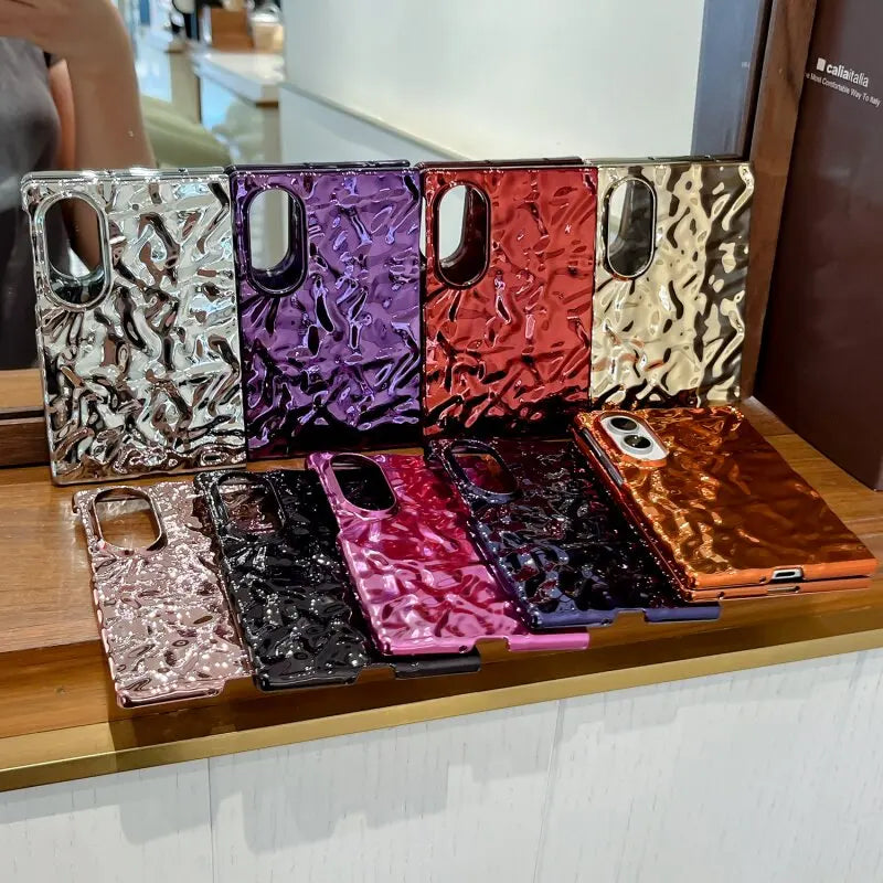 Unique Water Ripple Wrinkles Plating Case For Samsung Z Fold 8 Ultra Fold8 Wide Galaxy Z Fold 7 6 5 4 Slim Mat Shockproor Cover
