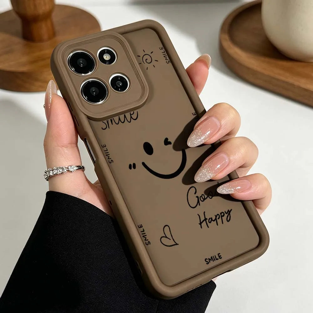 Funny Black Smiley Face Cover For Motorola Moto G86 G85 G75 G56 G35 G24 G06 Edge 70 60 50 Fusion Eye Ladder Phone Case