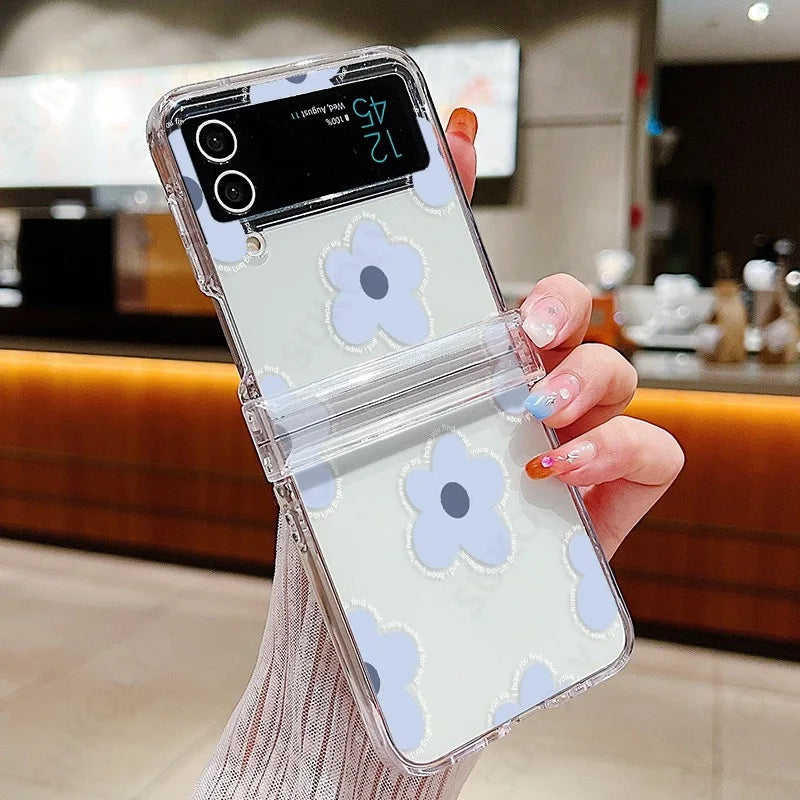 For Samsung Galaxy Z Flip7 FE Flip6 Case Love Pattern Shockproof Clear Folding Phone Case For Samsung Galaxy Z Flip 7 6 5 4 3 5G