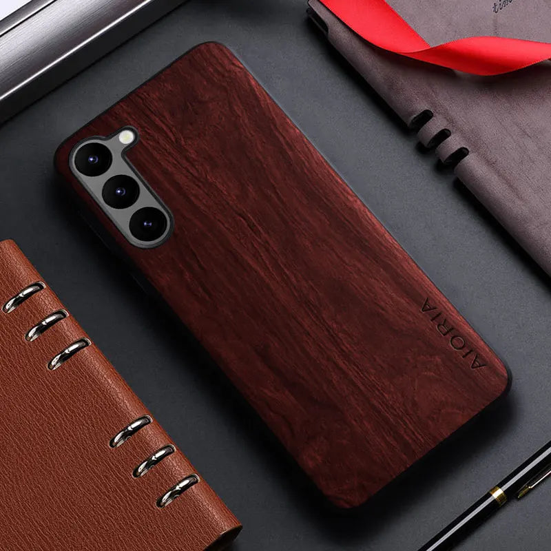 Case for Samsung galaxy s20 s21 s22 s23 Ultra plus FE 5G funda bamboo wood pattern Leather back cover for galaxy s23 ultra case