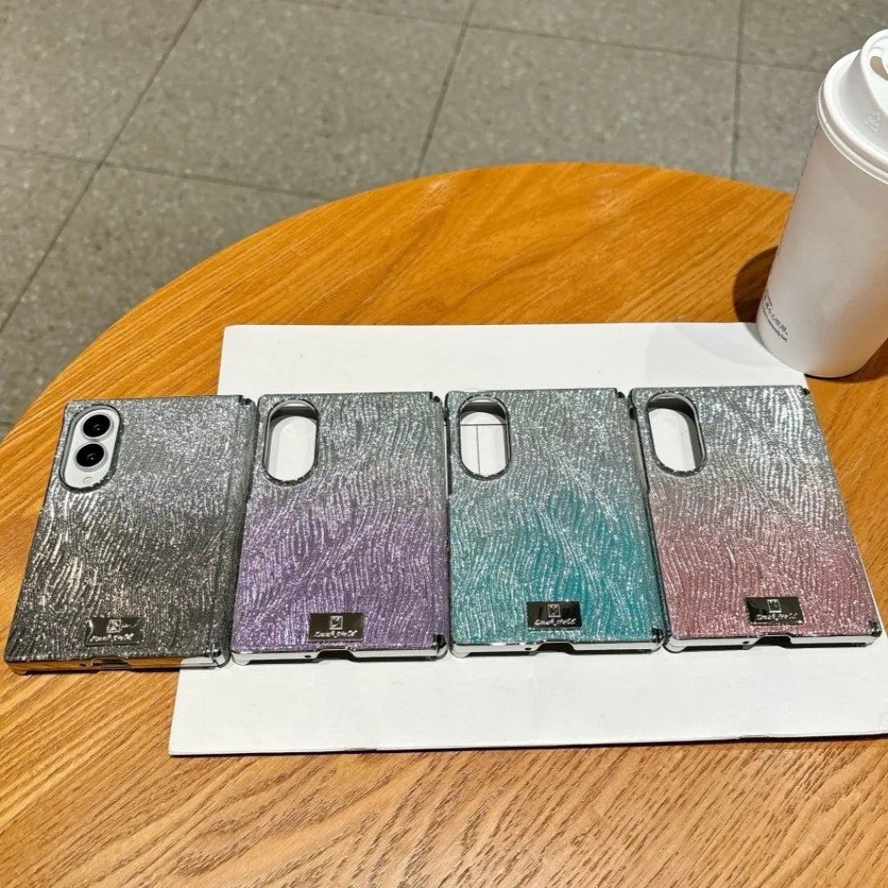 Glitter Wave Pattern Gradient Case for Samsung Galaxy Z Fold 8 Wide Fold8  Glossy Electroplating Water Ripple Shockproof Cover