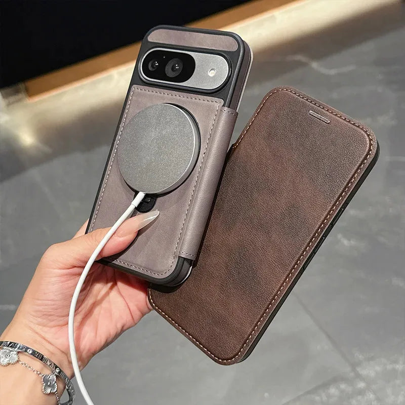 Luxury Magnetic Flip Leather Wallet Magnet Bracket Case For Google Pixel 10 9 Pro XL 9A 9 10 8 Pro Slot Card Bag Holder Cover