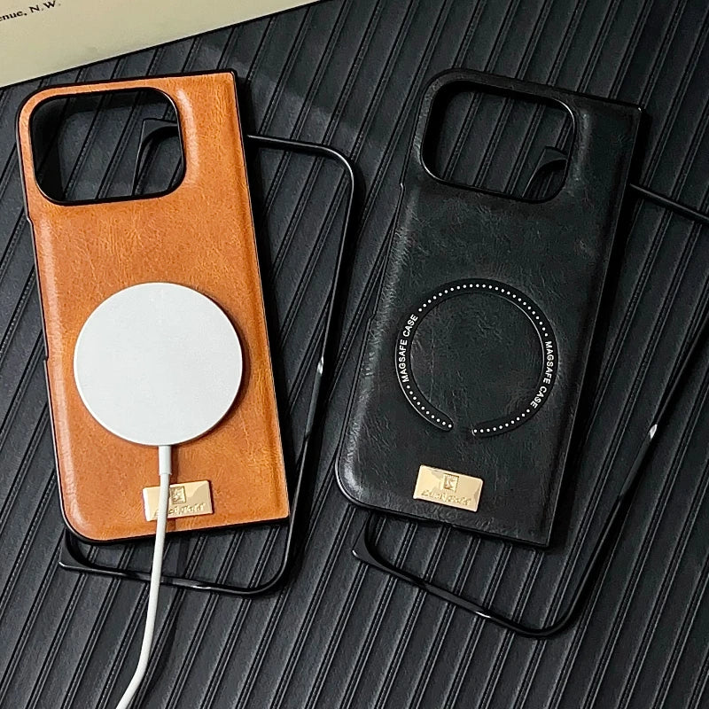 Luxury Leather Folding Case For Google Pixel 10 Pro Fold Case For Magsafe Magnetic Charge Matte Shockproof Protection Cover