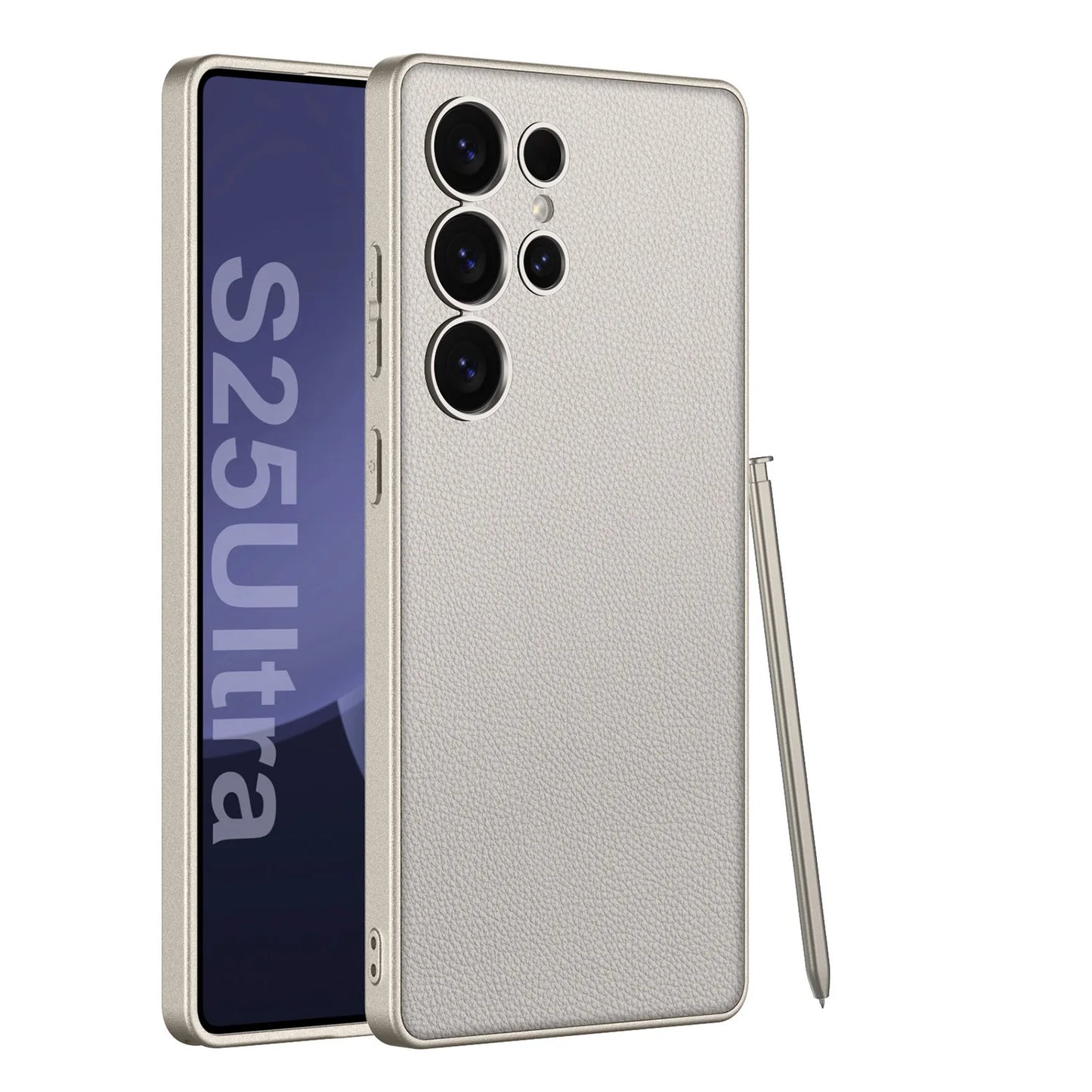 Metallic Lacquer Leather Phone Case For Samsung Galaxy S23 S24 S25 Ultra 5G Luxury Skin Matte S24Ultra S25Ultra Protective Cover