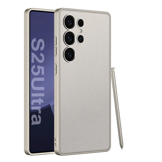 Metallic Lacquer Leather Phone Case For Samsung Galaxy S23 S24 S25 Ultra 5G Luxury Skin Matte S24Ultra S25Ultra Protective Cover