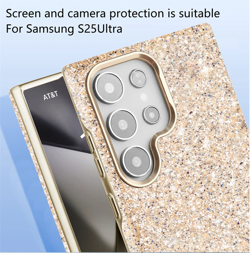 For Samsung Galaxy S24 S25 Ultra S25 Plus Electroplated Flash Powder Magsafe Phone Cas Fall Prevention Wireless Charging Cover