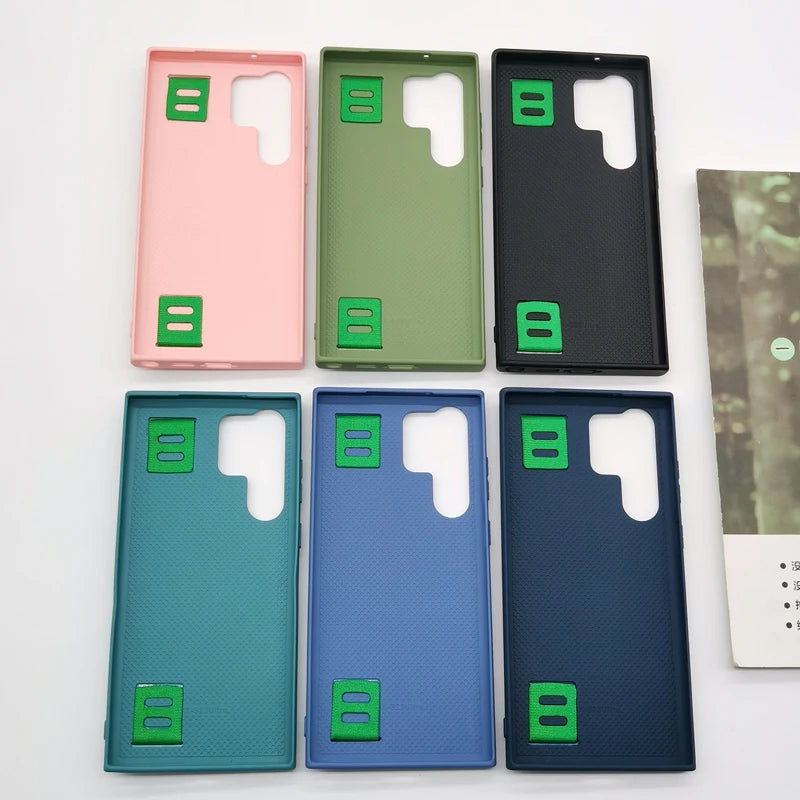 For Samsung Galaxy S22 S23 S24 S25 Plus Ultra Case Leather Grip Cover Back Protective Cover S25+ Wrist Strap Leatherette Cover