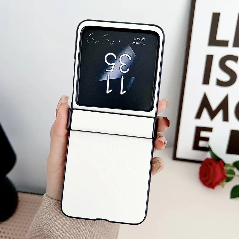 Moto Razr 50 2024+ Leather Hard Shell Phone Case for Motorola Razr 50 Ultra Razr 50 Hinge Protection Protective Shockproof Cover