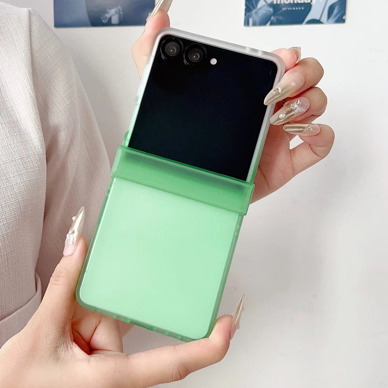 Candy Color Gradient Case For Samsung Galaxy Z Flip 7 6 5 4 3 7 5G Flip7 FE Skin Feel 3-piece Set Translucent Frosted Back Cover