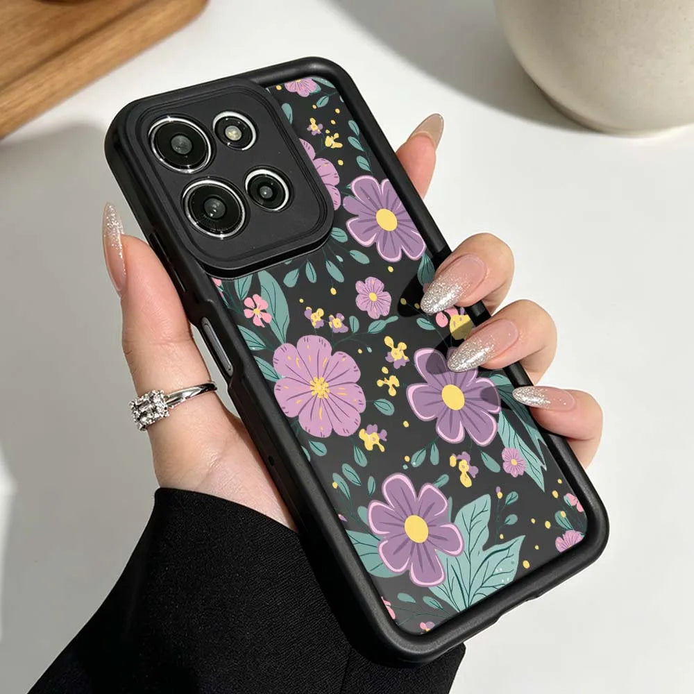 Exquisite Floral Pattern Cover For Motorola Moto G86 G85 G75 G56 G35 G24 G06 Edge 70 60 50 Fusion Eye Ladder Phone Case