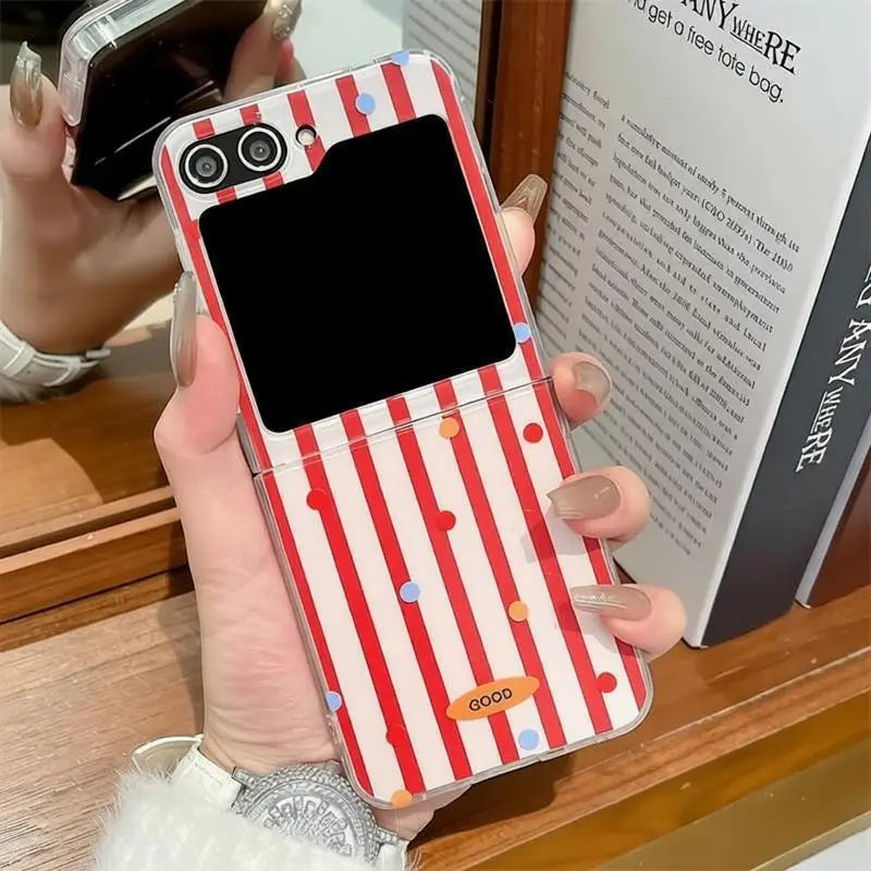 Simple Stripes Polka Dot Phone Case For Samsung Galaxy Z Flip 6 ZFlip5 Shockproof Cover for Samsung ZFlip 4 3 7 Shell Fundas