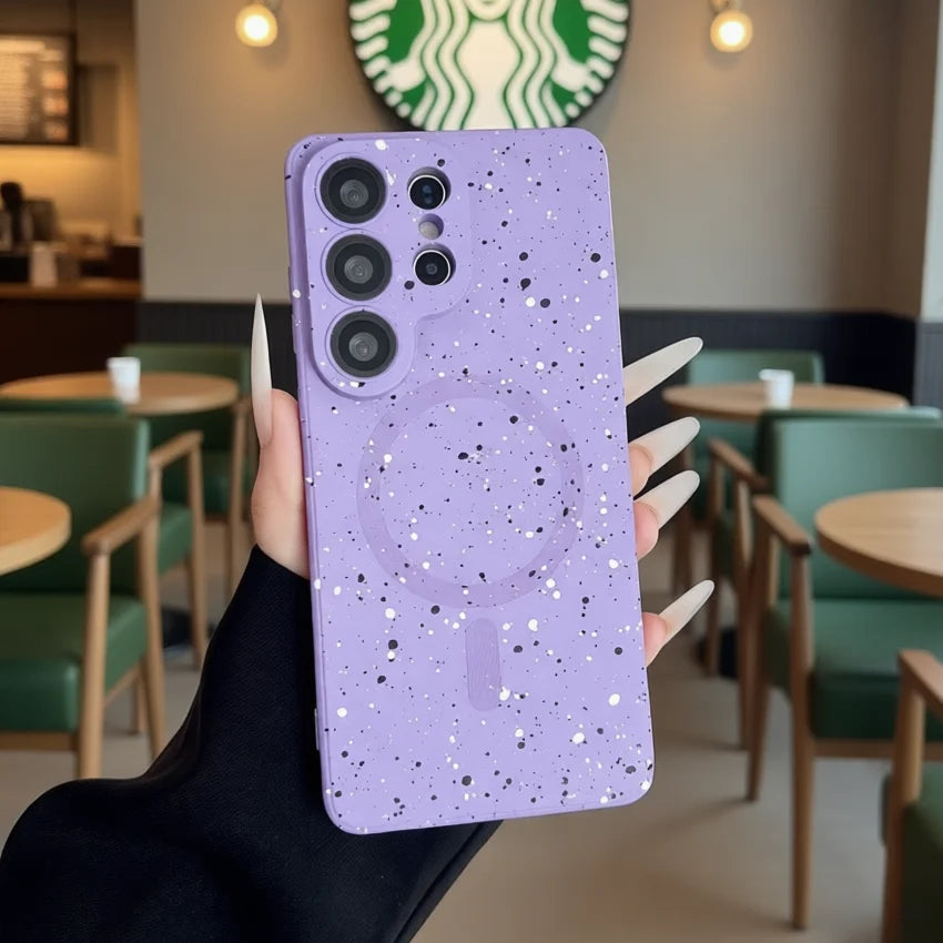 Glitter Ink Splashing Graffiti Magnetic Case for Samsung Galaxy S26 Ultra S25 S24 S23 S22 S21 Plus A55 A36 A17 TPU Soft Cover