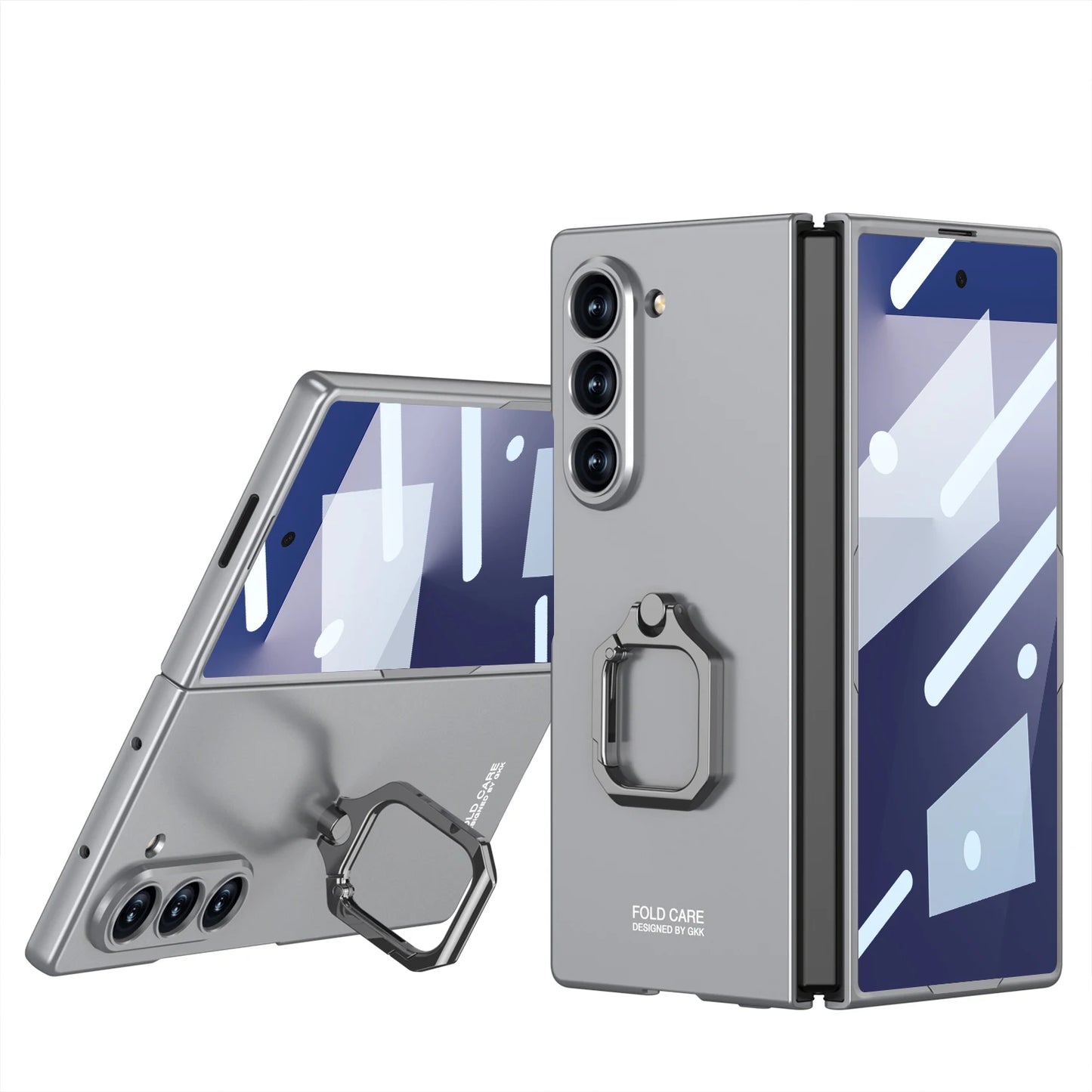 GKK Original Case For Samsung Galaxy Z Fold 7 6 Ring Holder Front Screen Glass Ultra-thin Matte Cover For Galaxy Z Fold 7 Case