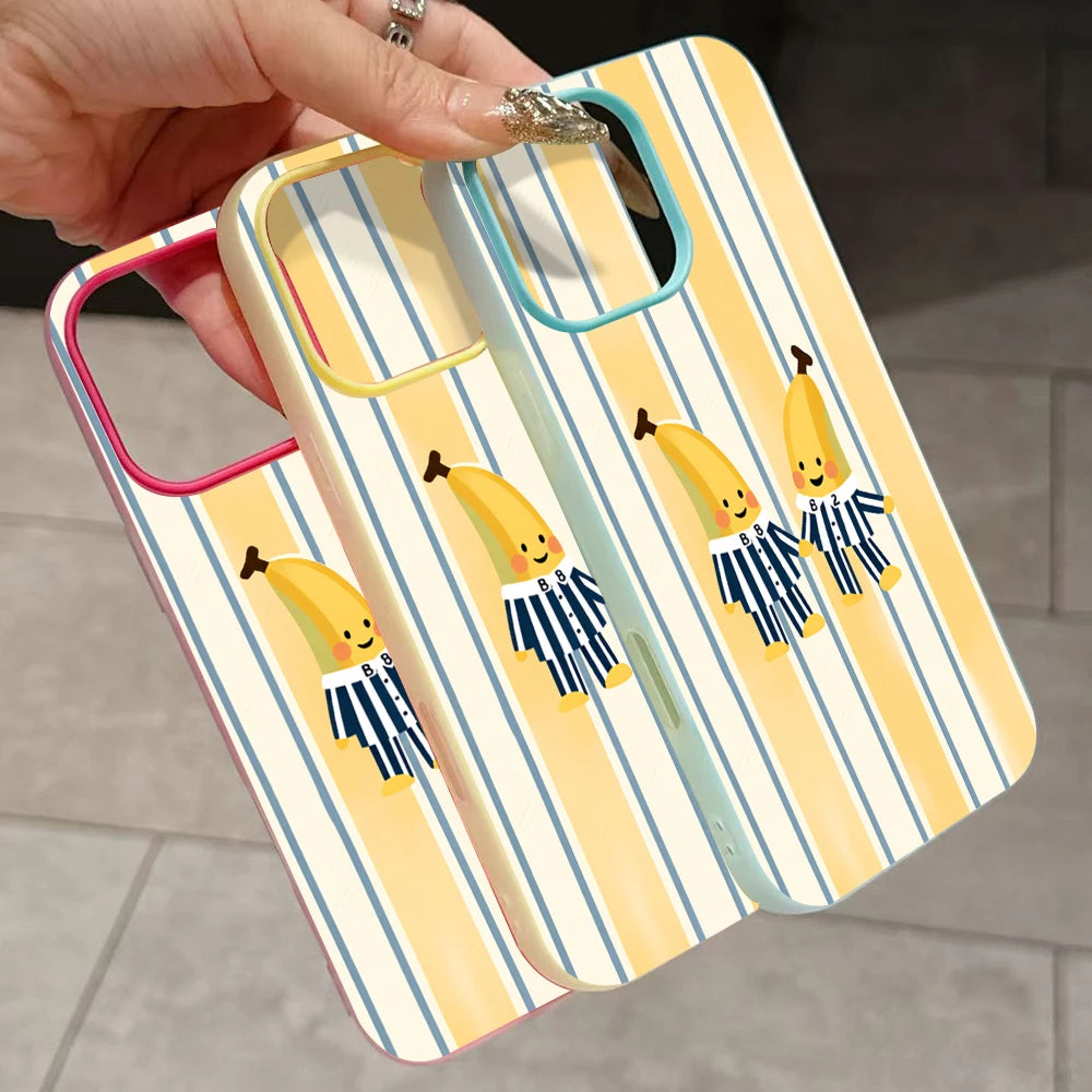 Cute Twin Cartoon Banana Sketch Jelly Phone Case For Samsung Galaxy A57 A56 A55 A54 A37 S26 S25 S24 S23 S22 Ultra Plus FE Clear