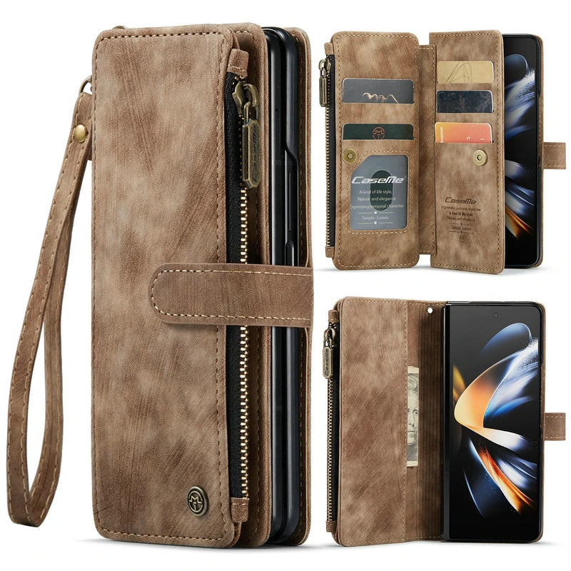 Busniess Zipper Wallet Case For Samsung Z Fold 5 4 3 phone case For samsung S23 Ultra S22 Plus S21 FE S20 12 A13 A53 A54 5g case