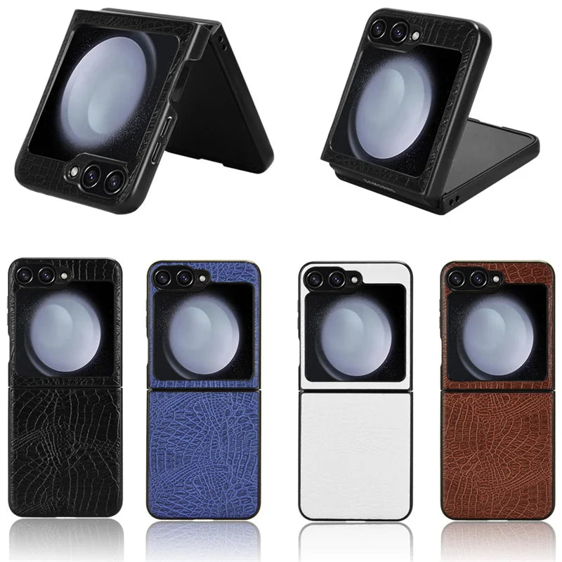For Samsung Galaxy Z Flip 7 FE Case Luxury Crocodile pattern PU leather Case For Samsung Z Flip 7 FE Phone Case Back Cover