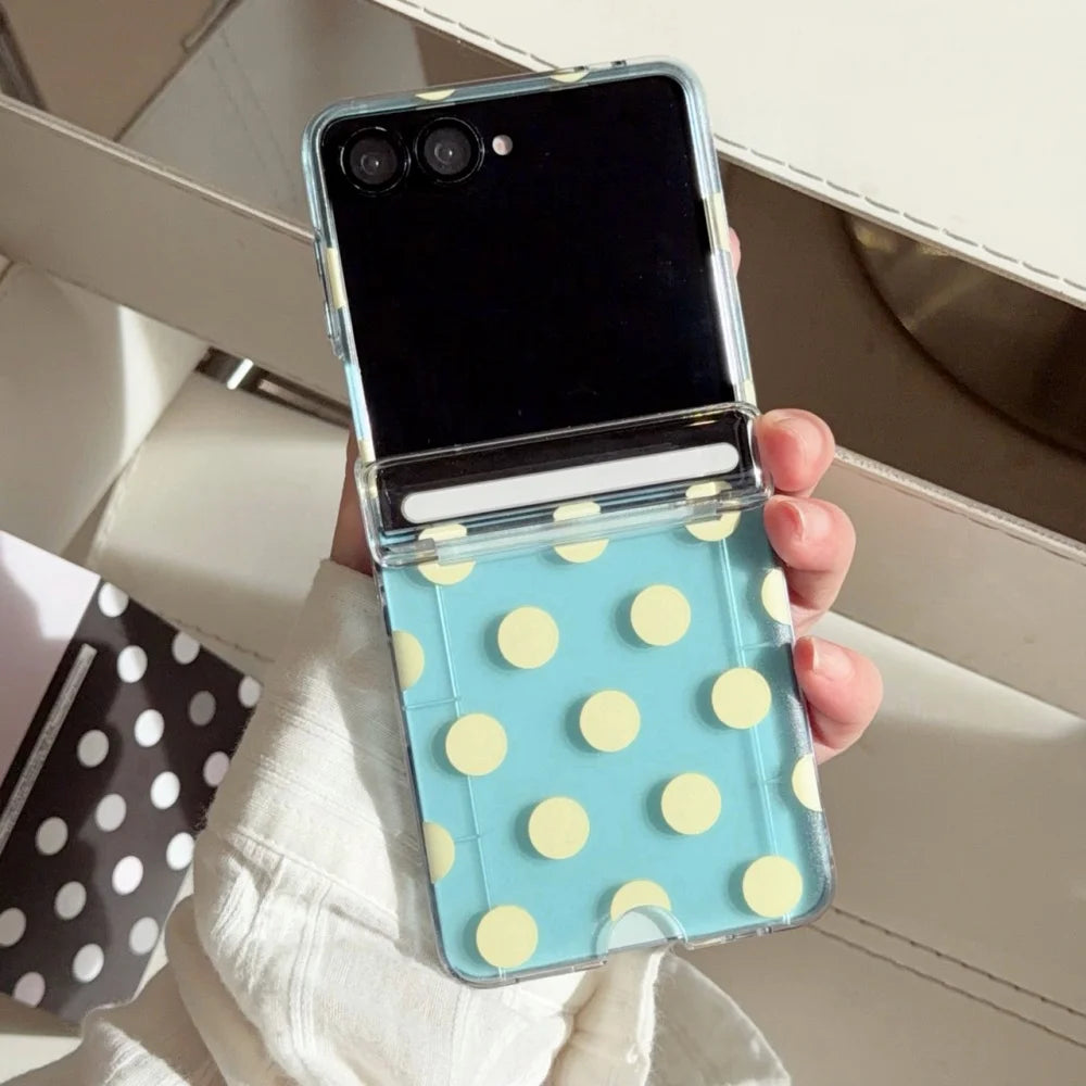 ZFlip 8 Luxury Polka Dot Card Slot Beads Bracelet Case for Samsung Galaxy Z Flip 8 ZFlip 3 4 5 6 7 8 Transparent Hard Back Cover