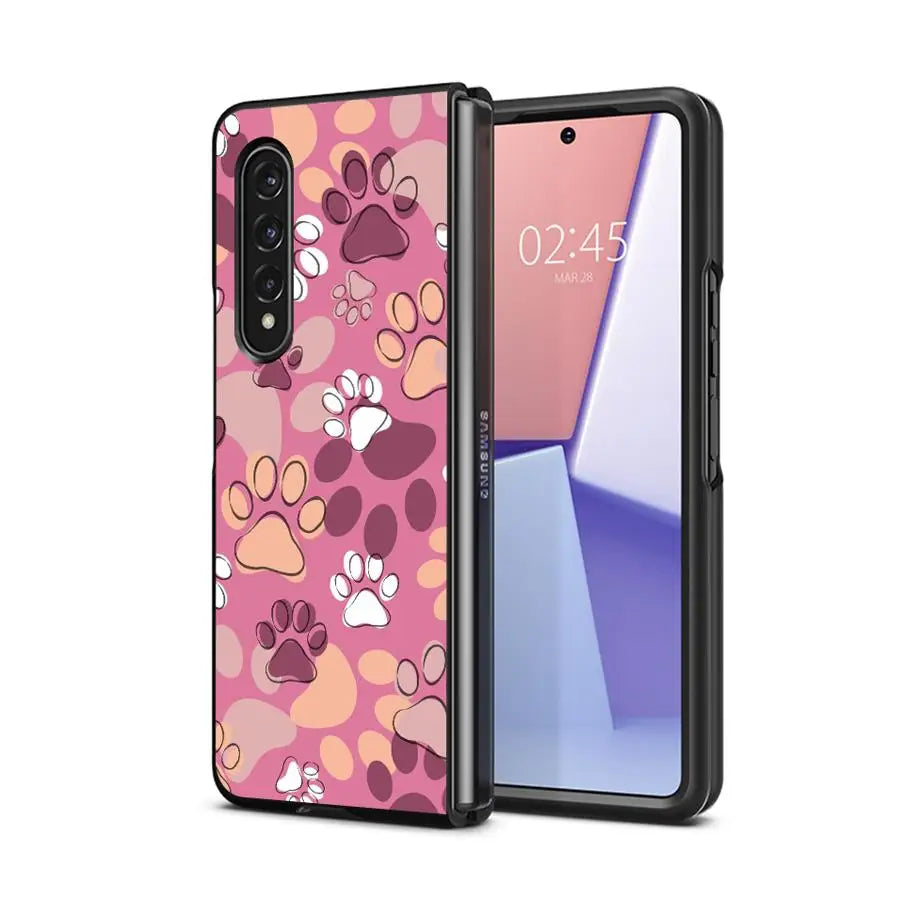 Cartoon Cute Pet Paw Prints Case for Samsung Galaxy ZFold4 ZFold6 ZFold3 ZFold5 ZFold7 Z Fold 7 6 5 4 3 Back Phone Cover