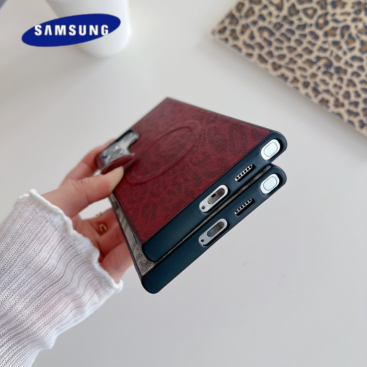 Magnetic Leopard Print Case For Samsung Galaxy S25 S24 Ultra S22 S23 FE Plus S21 Note 20 Ultra A55 A35 Wireless Charging Cover