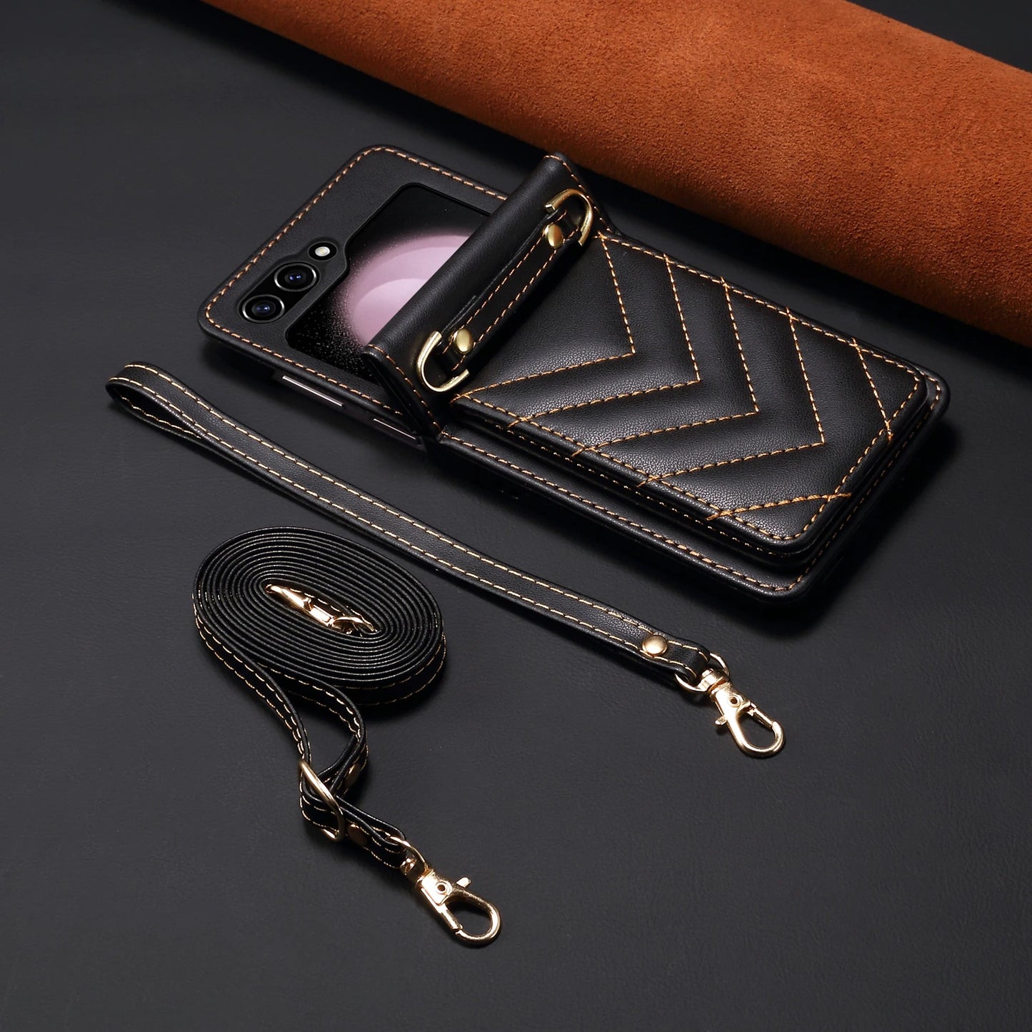 Anti-Knock Wallet Cell Phone Coque Case for Samsung Galaxy Z Flip 5  Flip4 Flip 3 4 Flip5 Flip6 Card Slot Business Leather Cover