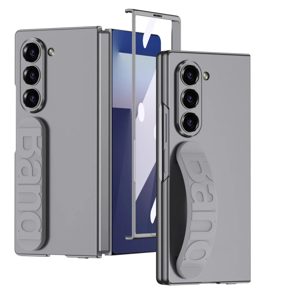 For Samsung Z Fold 7 Screen Protector Case for Samsung Galaxy ZFold 7 Fold7 Elastic Wristband Stand Holder Phone Cover Shell