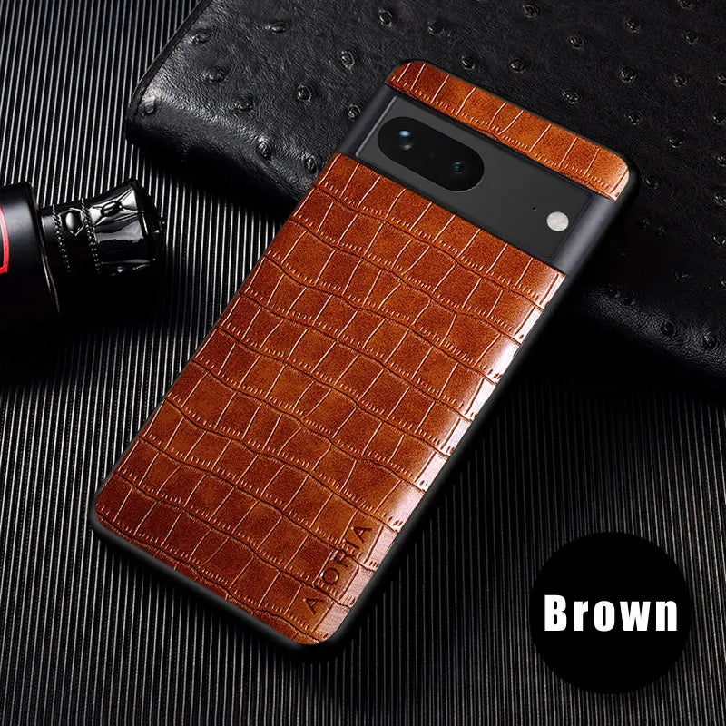 Premium Crocodile Leather Case For Google Pixel 8 8A 7 7A 6 6 Pro 6A Slim Fit Protective Back Cover for pixel 8 phone case