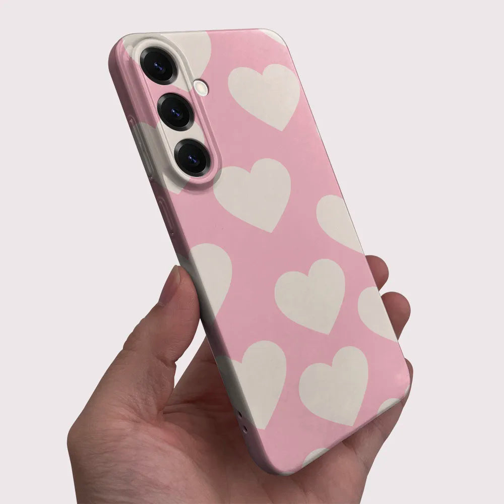 Phone Case For Samsung S26 S25 S24 S23 S22 Plus S21 Ultra Edge S23 S24 S25 FE Lovely Heart Pattern Hard PC Bumper Cover