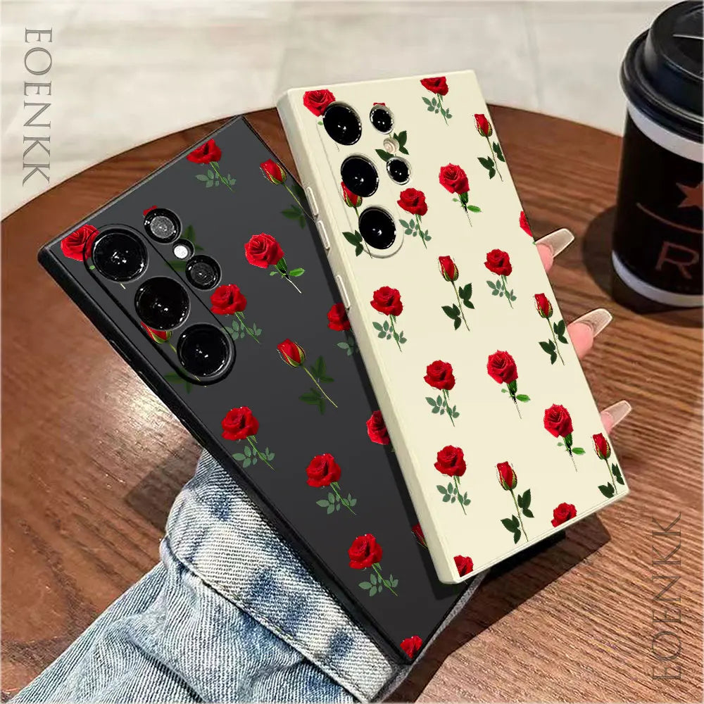 New Retro Fashion Rose Phone Case For Samsung Galaxy A25 A32 A33 A72 A73 Note 10 20 Plus S25 S24 S23 S22 S21 Ultra FE 5G Cover