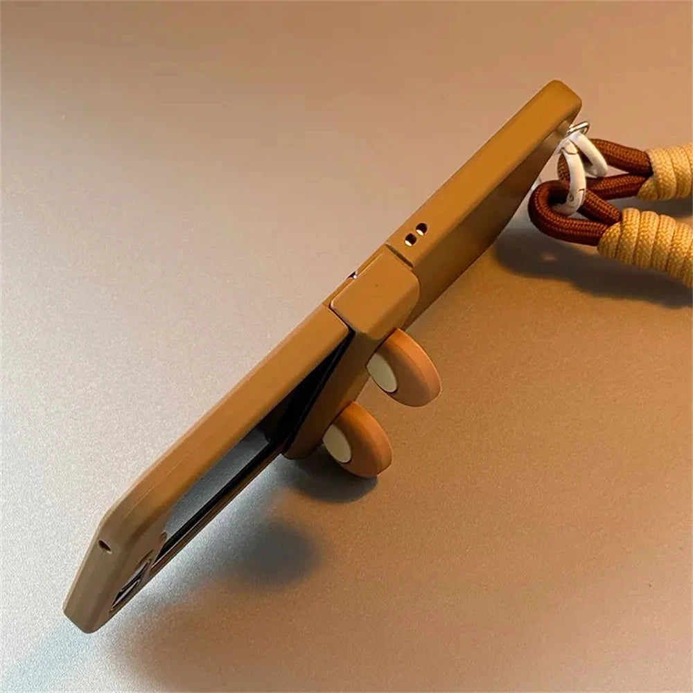 Ins Korean Cute Cartoon Bear Ears Phone Case For Samsung Galaxy Z Flip 6/5/4/3 For Motorola Razr 40 50 Ultra Japan Anime Cover