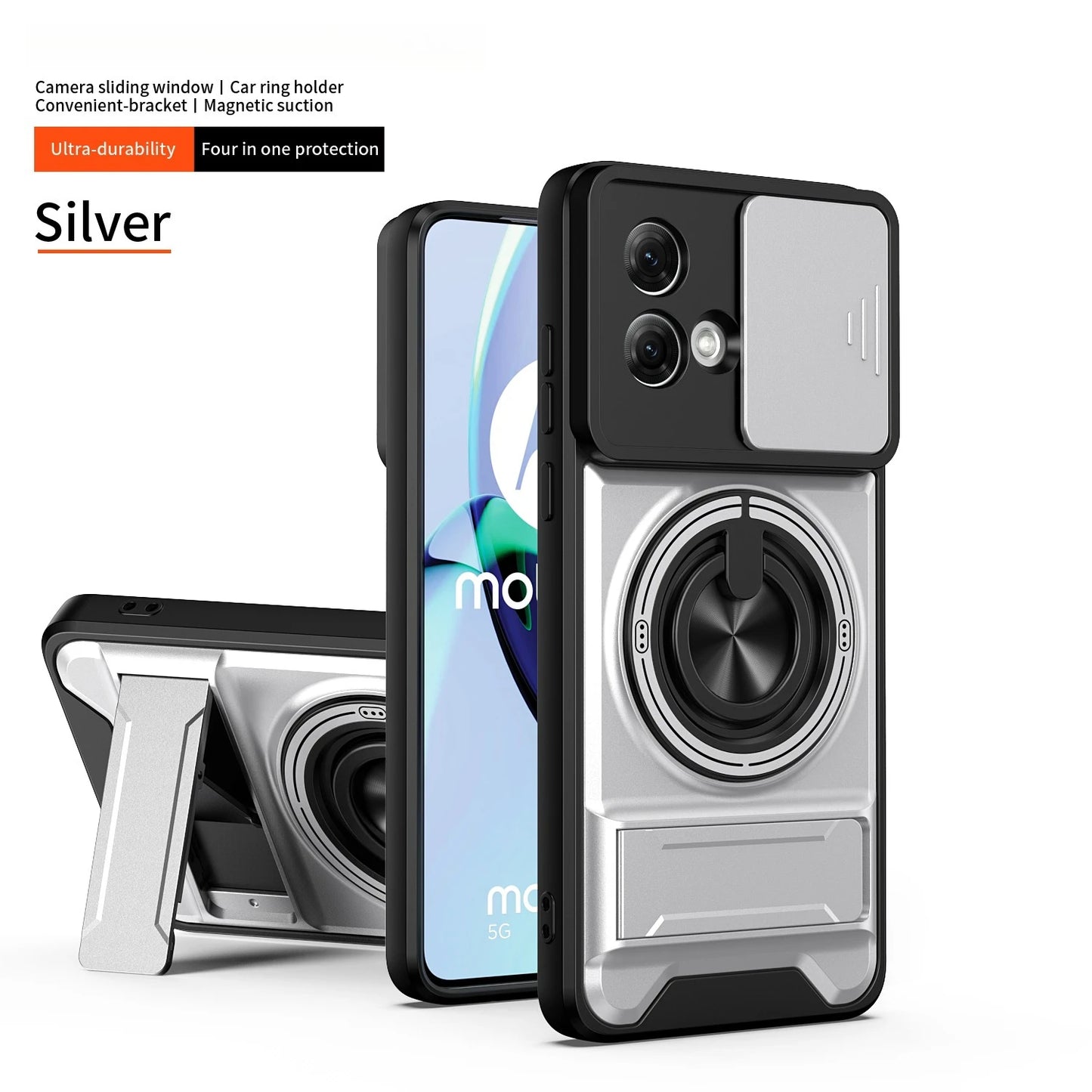 360 Rotating Magnetic Ring Holder Phone Case For Motorola G86 G56 G35 G64 G34 G84 G55 G53 Lens Slide Camera kickstand Cover