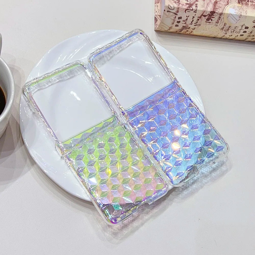 For Motorola Razr 40 Ultra Moto 40Ultra 2023 Case Fashion Rainbow Laser Transparent Shockproof Protective Hard Cover Accessories