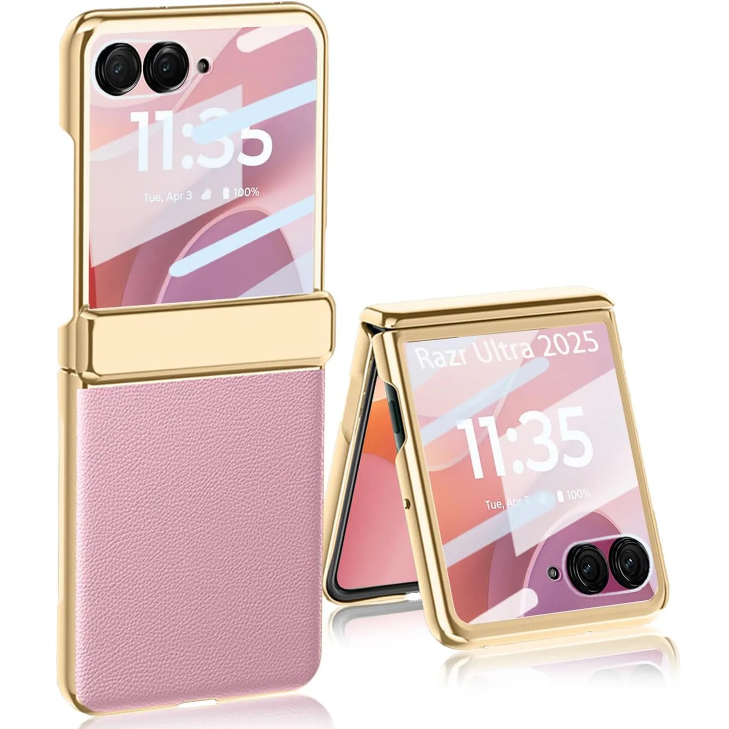 Electroplated Hinge Phone Case Screen Lens Protector For Motorola Razr Ultra 2025 Razr 2024 PU Leather Hard Back Cover