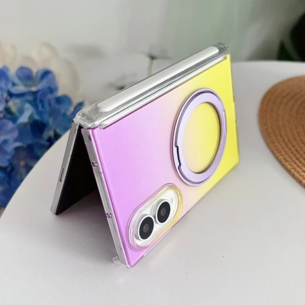 Colorful Gradient 360° Rotating Bracket for Magsafe Case for Samsung Galaxy Z Fold 8 Wide Fold8 Magnetic Hinge Translucent Cover