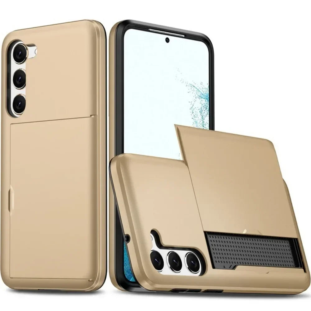 For Samsung Galaxy S25 S24 Ultra S22 Plus S23 S21 S20 FE Note 20 A17 A55 Wallet Cover Card Holder Slot Shockproof Phone Case