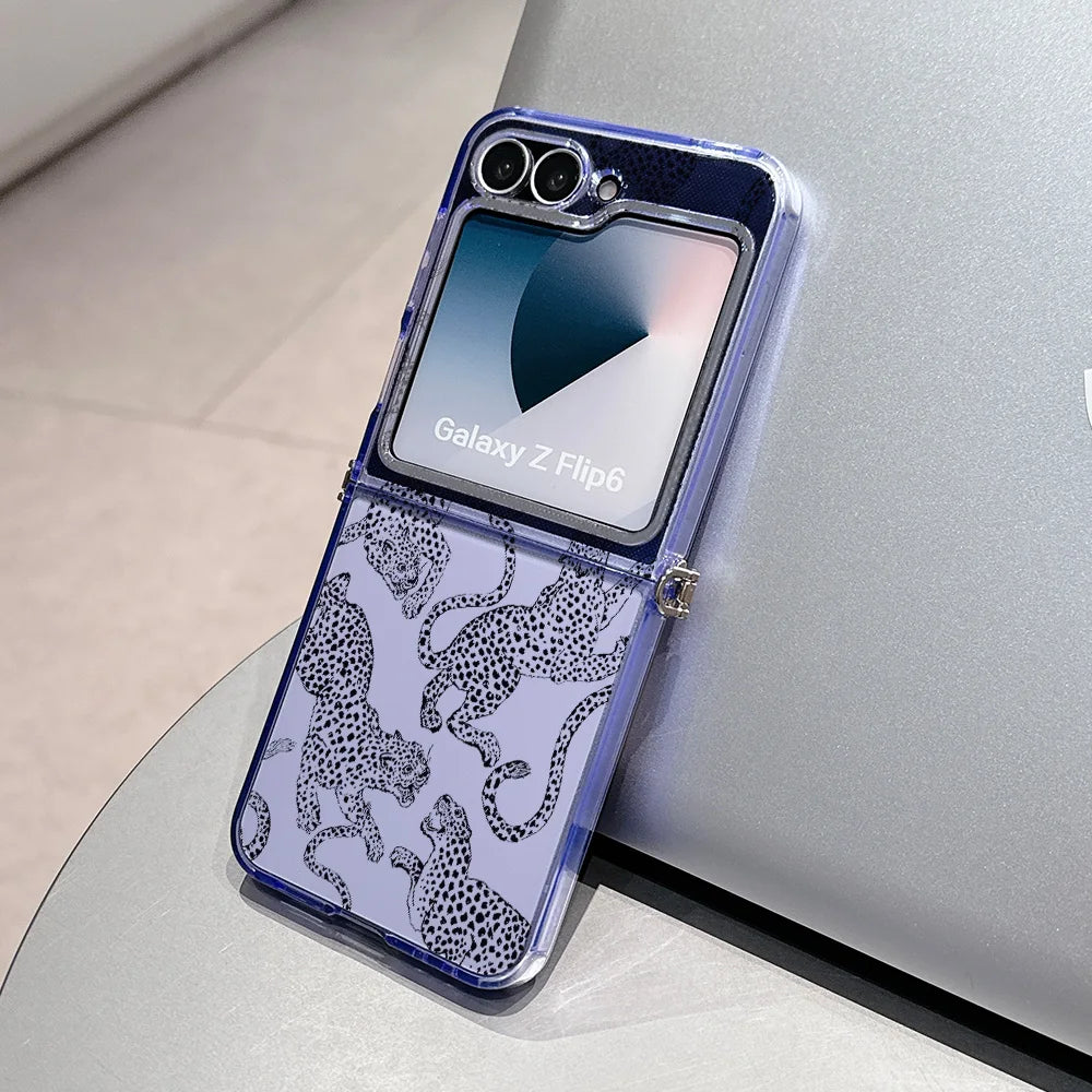 Fashion Pink Leopard Phone Case for Motorola Moto Razr 40 50 60 Ultra 5G Semi-transparent Foldable Soft TPU Cover