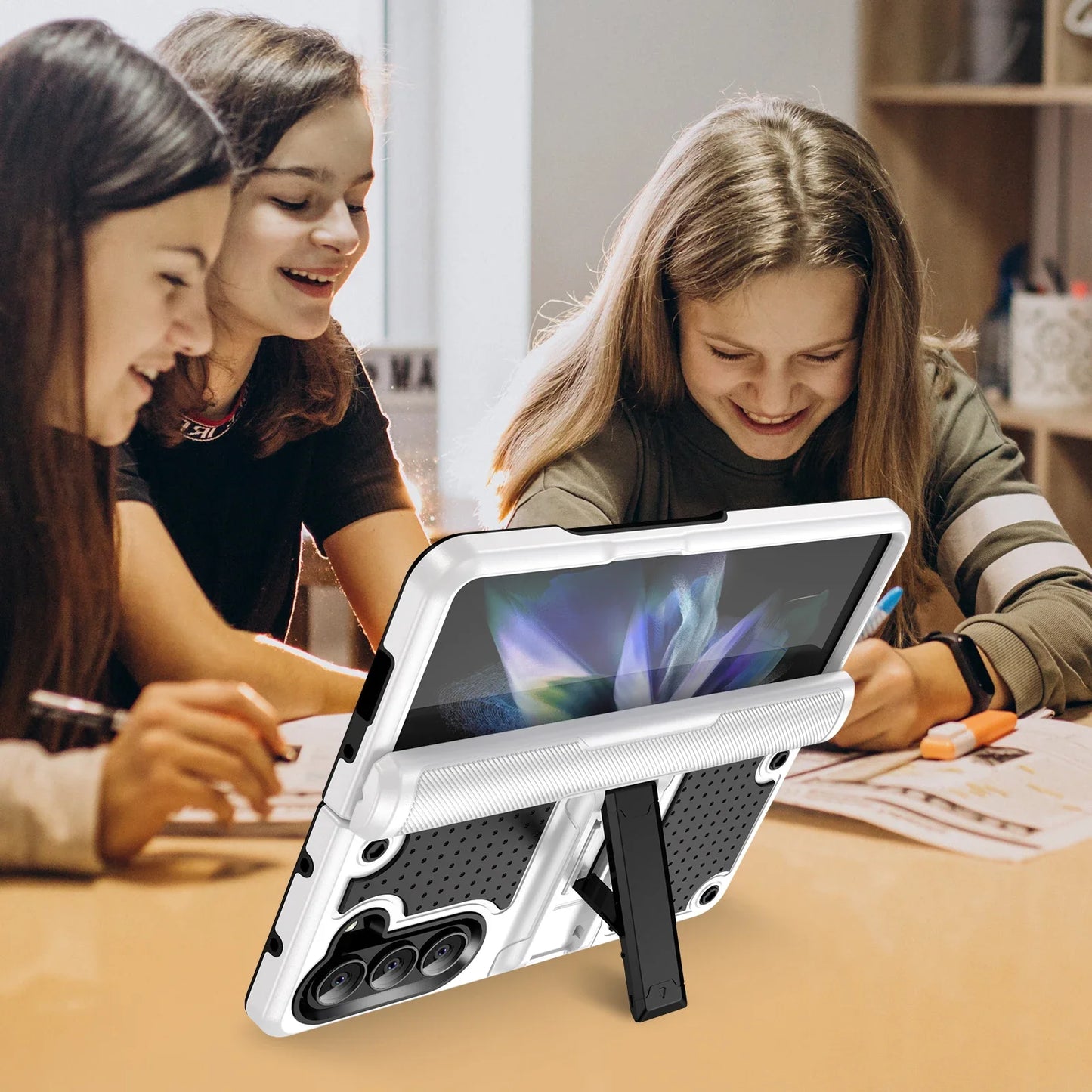 For Samsung Z Fold5 Fold5 Non-Slip Hinge Protection Phone Case for Samsung Galaxy Z Fold 5 5G Kickstand Armor Cover Coque