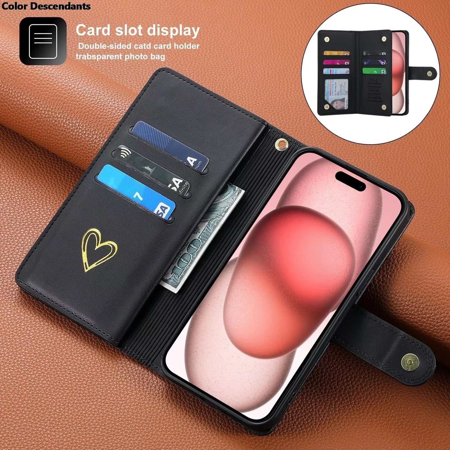 Luxury Flip Zipper Wallet Case for Moto Edge 40 Neo 30 Ultra 20 Fusion S30 X40 X30 Pro Multi 9-Card Leather Wrist Strap Cover