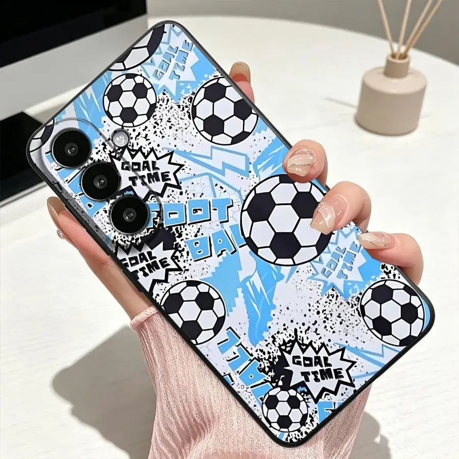 Cartoon Soccer Seamless Phone Cover Case for Samsung Galaxy S26 Ultra S25 Plus S26+ S25+ S10 S9 S24+ S23 Note 20 8 9 10 S20 S21